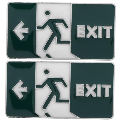 TOPPERFUN 2stücke Leuchtende Emaille-anstecknadeln Aufschrift Ausgangsschild Mann Läuft Für Rucksäcke Kleidung Urlaubsdekorationen Im Dunkeln Sichtbar von TOPPERFUN