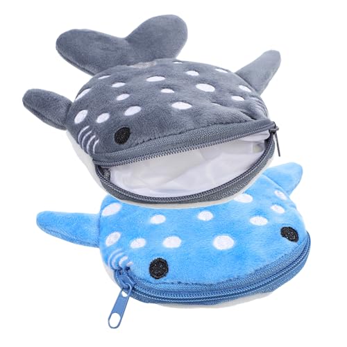 TOPPERFUN 2stücke Shark-münzbeutel Für Junge Mädchen Plüsch-geldbörse Mit Reißverschluss Tierisches Design Multifunktional Für Mädchen Und Jungen Zur Aufbewahrung Von Münzen Und von TOPPERFUN