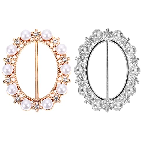 TOPPERFUN 2Stücke Shirt Clip Ringe mit Perlen und Strass Schal Clips zur Dekoration von Kleidung Vielseitig für T Shirts Hemden und Schals Leicht und Tragbar von TOPPERFUN