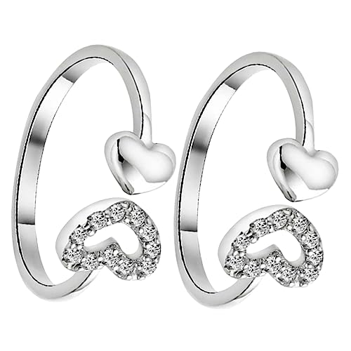 TOPPERFUN 2stücke Herz-motiv Damenring Verstellbarer Offener Fingerring Langlebiger Metallring Persönlichkeitsring Für Frauen Exquisites Für Verschiedene Anlässe von TOPPERFUN