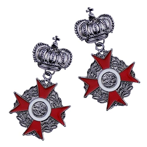 TOPPERFUN 2Stücke Vintage Broschen für Männer Retro Crown Shield Broschen Robustem Legierungsmaterial Modisches Schmuckzubehör für Anlässe Wie Weihnachten und Abschlussball von TOPPERFUN