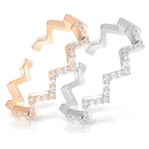 TOPPERFUN 2Stücke Wellenförmige Zirkonia Ringe für Frauen Verstellbare Offene Fingerringe Knöchelringe für Besondere Anlässe TOPPERFUN 2Stücke Wellenförmige Zirkonia Ringe für Frauen Verstellbare Offene Fingerringe Knöchelringe für Besondere Anlässe von TOPPERFUN