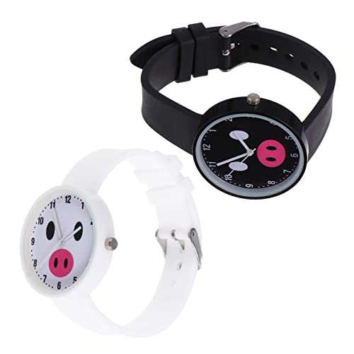 TOPPERFUN 2stücke Kinderuhr Mit Quarzwerk Für Genaue Zeitmessung Cartoon-design Bezaubernd Und Sicher Für Studenten Leicht Und Langlebig Schöne Uhr Passt Zu Jedem Outfit Entzückende Kinderuh von TOPPERFUN