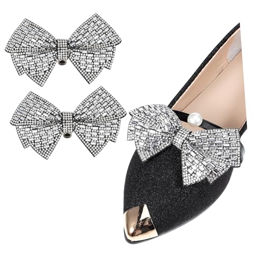 TOPPERFUN 2stücke Schuhclips Mit Schleife Und Strasssteinen Dekorative Schuhclips Für Damen Für Absätze Und Flache Schuhe Schuh-schleifen-applikation Für Damenschuhe von TOPPERFUN