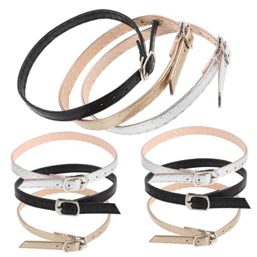TOPPERFUN 3 Paare Damen Verstellbare Lederschuhriemen für High Heels Rutschfeste Abnehmbare Knöchelriemen in Gold Silber und Dunkel Schwarz Passend für Pumps und Sandalen von TOPPERFUN