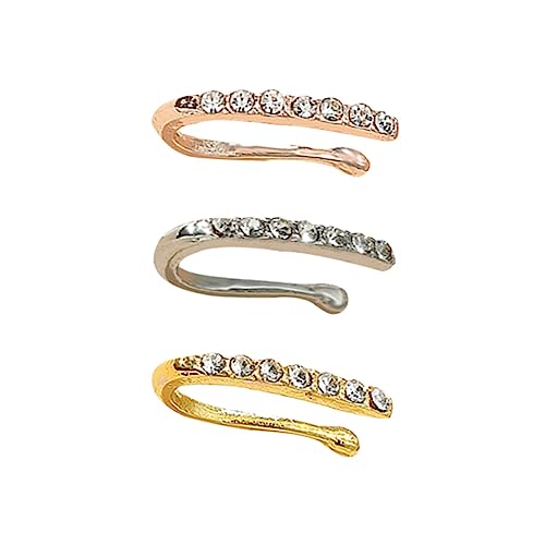 TOPPERFUN 3 STÜCKE U Förmiger Nasenclip Hochwertigem Stilvolles nicht Durchbohrendes Nasenring Silber Roségold und Gold Bequeme und Nasenpiercing Zubehör für Damen und Herren von TOPPERFUN