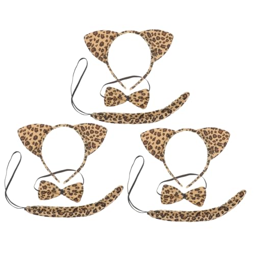 TOPPERFUN 3 Sätze Katzenohren Kostümset mit Fliege und Teiliges Karnevalskostüm für Halloween Cosplay Partys oder Maskeraden Langlebig und Bequem von TOPPERFUN