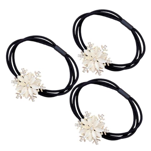 TOPPERFUN 3 Stück Elastische Schneeflocken Haargummis für Frauen und Mädchen Modischer Haarschmuck Haarschonend Geeignet für Mittleres Dickes Haar Fest Haltendes Haarband für Alltag und von TOPPERFUN