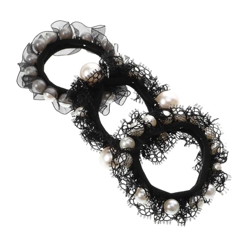 TOPPERFUN 3stücke Haargummis Für Lockiges Haar Elastische Haarbänder Mit Spitzenakzenten Haarschmuck Für Damen Und Mädchen Pferdeschwanz-haarseile Langlebige Und Weiche Haarreifen von TOPPERFUN