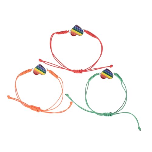 TOPPERFUN 3 Stück Lgbt Regenbogen Armbänder Geflochten Herz Freundschaftsbänder Unisex Handgefertigt Vielseitig Für Alltag Party von TOPPERFUN