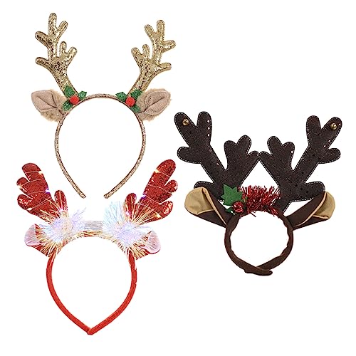 TOPPERFUN 3 Stück Luminous Antler Haarreif für Weihnachten Leuchtendes Rentier Stirnband für Weihnachtsfeiern Festival Haarschmuck Handgefertigt und Bequem Zufällige Farbe von TOPPERFUN