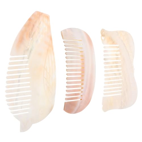 TOPPERFUN 3 Stück Natürliche Muschelkämme Zähne Kleiner Handtaschenkamm Tragbare Haarentwirrungsbürste Für Und Mädchen Dickes Lockiges Gewelltes Nasses Oder Trockenes von TOPPERFUN