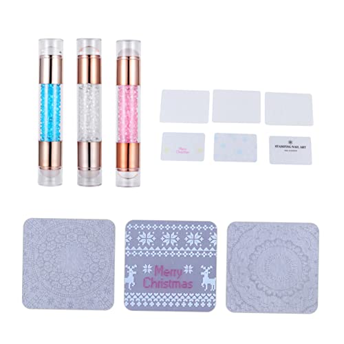 TOPPERFUN 3 Stück Teiliges Double end Nagel Stempel mit Silikonstempel Langlebig und Komfortabel DIY Nail Art Zubehör für Maniküre Anfänger und Professionelle Nagelgestaltung zu Hause Salon von TOPPERFUN