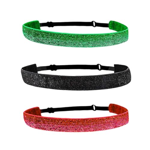 TOPPERFUN 3 Stück Teiliges Elastisches Stirnband für Damen Rutschfestes Atmungsaktives Yoga und Sport Stirnband in Rot Grün und Schwarz Weich und Dehnbar Geeignet für Fitness Tanzen und von TOPPERFUN