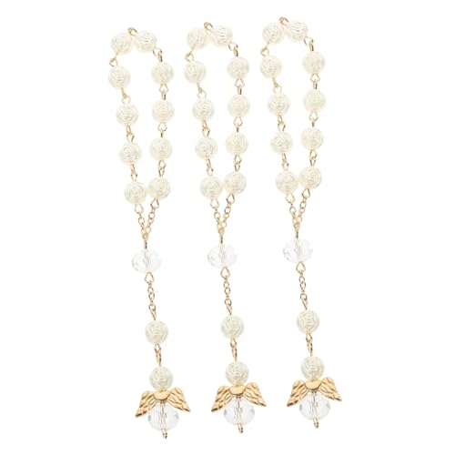 TOPPERFUN 3 Stück Teiliges Gebetsperlen Armband mit Rosenperlen und Engelsflügel Anhänger Religiöses Armband für Frauen als zur Taufe für Besondere Anlässe von TOPPERFUN