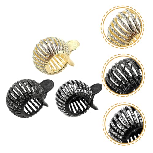 TOPPERFUN 3 Stück Teiliges Kleine Haarklammern mit Strass und Perlen Starke Fixierung für Hohen Pferdeschwanz Modische Haarklammern für Frauen Geeignet für Kurze Haare und Zufällige Farbe von TOPPERFUN