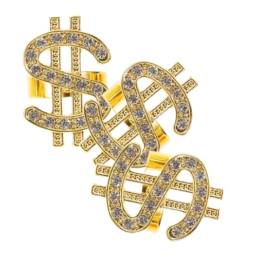 TOPPERFUN 3 Stück Teiliges Metallring Diamantbesatz Rapper Punk Kostüm schmuck Modische Statement ringe für Themen party Fasching und Film requisiten Langlebig und Detailreich Gestaltet von TOPPERFUN