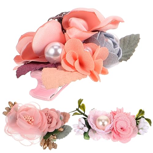 TOPPERFUN 3 Stück Teiliges Set Faux Flower Haarspangen für Mädchen Haarklammern für Hochzeiten und Besondere Anlässe Bequem und als Brautjungfern Accessoire von TOPPERFUN