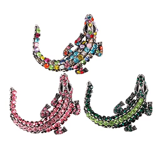 TOPPERFUN 3 Stück Teiliges Set Kreative Legierungs Brosche mit Strass Einzigartige Krokodil Anstecknadel für Damen für Hochzeiten Partys und Anlässe von TOPPERFUN