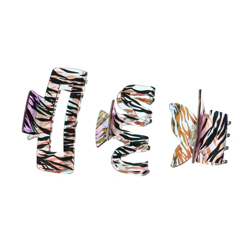 TOPPERFUN 3 Stück Teiliges Set Zebra Print Haarklammer aus Acryl Haarspangen für Damen Rutschfeste Haarkralle Vielseitiges Haaraccessoire für Eleganten Look von TOPPERFUN