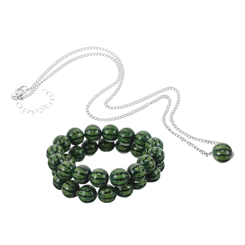 TOPPERFUN 3 Stück Teiliges Wassermelonen Armband Verstellbare Tropische Charms Handgefertigte Wickelarmbänder und Halskette Unisex Schmuck für Festival und Alltagslook von TOPPERFUN