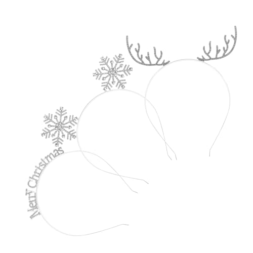 TOPPERFUN 3 Stück Teiliges Weihnachts-haarreif Damen mit Funkelnden Elchgeweih- Schneeflocken Buchstaben-designs Glänzend Vielseitig für Party Cosplay und Festliche Anlässe von TOPPERFUN