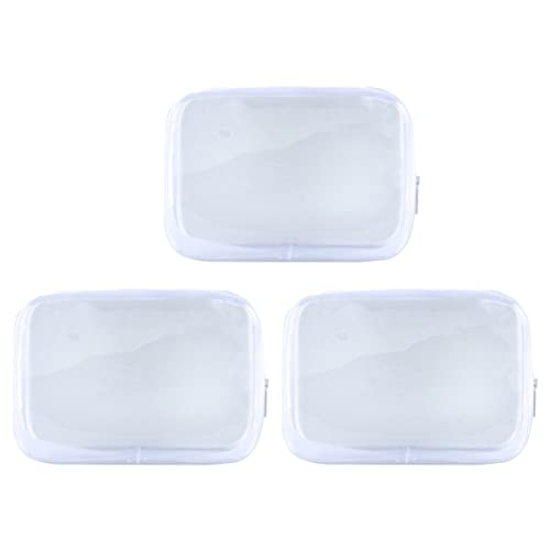 TOPPERFUN 3 Stück Transparente PVC Make Up Taschen Kompakt für Damen für Reisen Kulturbeutel mit Reißverschluss von TOPPERFUN