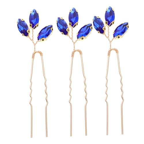 TOPPERFUN 3 Stück U Förmige Haarnadeln mit Funkelnden Strasssteinen Teiliges Langlebiger Metall Haarschmuck für Braut und Hochzeit Vielseitig Einsetzbar für Frisuren bei Damen von TOPPERFUN