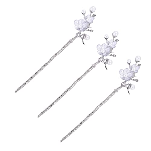TOPPERFUN 3stücke Perlen-haarnadeln Mit Blumenperlen Für Frauen Retro-haarnadeln Perlen-haarstäbe Haarschmuck Für Verschiedene Frisuren Und Anlässe von TOPPERFUN