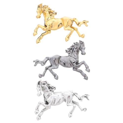 TOPPERFUN 3 Stück Vintage Pferdebroschen Metall Anstecknadeln Chinesisches Tierkreiszeichen Motiv Motiv für Damen Herren Kleidung Taschen Hüte Accessoires zum Frühlingsfest von TOPPERFUN