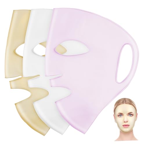 TOPPERFUN 3 Stück Wiederverwendbare Silikon Gesichtsmaskenabdeckung Teiliges mit Ohrhängern Feuchtigkeitsspendend Passend Leicht und Tragbar für Damen Hautpflege und Spa Anwendung von TOPPERFUN