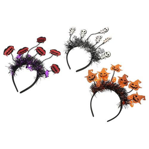 TOPPERFUN 3 Stücke Halloween Kürbis Schädel Vampire Stirnband Lustige Kostüm Kopfbedeckung Kopf Bopper Gruselige Haar Zubehör Lustige Party Kostüm Kopfbedeckung von TOPPERFUN
