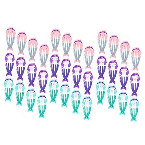 TOPPERFUN 36 Stck Meerjungfrau Haarspangen Metall Snap Clips für Blau Rosa Süße Haaraccessoires für Mädchen für Verschiedene Anlässe von TOPPERFUN