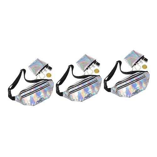 TOPPERFUN 3Sätze Verstellbarer Taillenbeutel für Frauen Wasserdichter Ledergürtel mit Münzgeldbörse für Festivals Partys Sportaktivitäten Elegantes Design Schimmernden Farben von TOPPERFUN