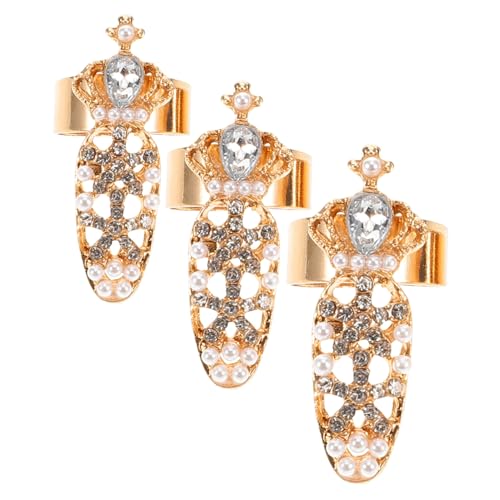 TOPPERFUN 3stücke Fingernagelring Aus Hochwertigem Material Kronenring Mit Strass Damenring Für Handgelenk Fingerring Schmuck Und Dekorativ von TOPPERFUN
