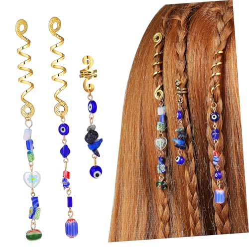 TOPPERFUN 3stücke Haarringe Für Zöpfe Mit Spiraldesign Haaranhänger Aus Legierung Haarschmuck Zum Flechten Zopfschmuck Dreadlock-manschette Haarmanschette Flechtzubehör von TOPPERFUN