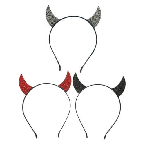 TOPPERFUN 3stücke Teiliges Teufelshorn Haarband Glitzernde Halloween Kostüm Kopfbedeckung Für Erwachsene Und Schwarz Rot Weiß Für Teufels-cosplay Und Karneval von TOPPERFUN