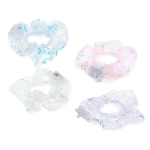 TOPPERFUN 4 STÜCKE LED Haargummis mit LED licht Leichte Leuchtende Haarschleifen für Mädchen Elastische Stilvolle Nacht accessoires für Party Tanz und Sichtbarkeit bei Dunkelheit von TOPPERFUN