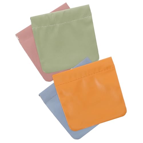 TOPPERFUN 4 STÜCKE Mini Kosmetiktaschen PU für Handtasche Tragbare Snap Verschluss Organizer für Lippenstift Münzen und Essentials Stilvolle und Kompakte Aufbewahrungstaschen Orange Grün von TOPPERFUN