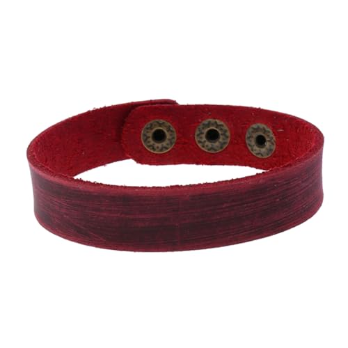 TOPPERFUN 4 STÜCKE Teiliges Lederarmband Breit Einfache Unisex Kuhhaut Armbänder in Retro rot Handgemachte DIY Armschmuck für Damen und Herren Vielseitige Atmungsaktive Handgelenkdekoration von TOPPERFUN