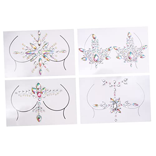 TOPPERFUN 4 Sätze Brust Schmuck Set Teiliges Acryl Strass Aufkleber Set für Kostüme Partys und Festivals Einfach Anzubringen für Besondere Anlässe und Tägliche Verkleidungen von TOPPERFUN