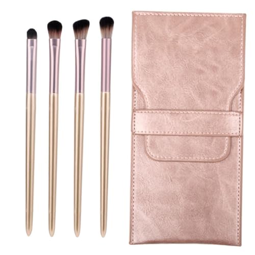 TOPPERFUN 4 Stück Augen Make Up Pinsel Teiliges Mini mit Tragetasche Hochwertiger Pinsel für Lidschatten und Augen Make Up für Präzise Anwendung und Tägliche Nutzung von TOPPERFUN