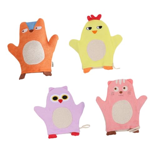 TOPPERFUN Badehandschuhe für Kinder 4 Stück Tiermuster Waschbare Duschwerkzeuge Praktische Exfoliationshandschuhe für Sanfte Hautpflege für Bad und Dusche von TOPPERFUN