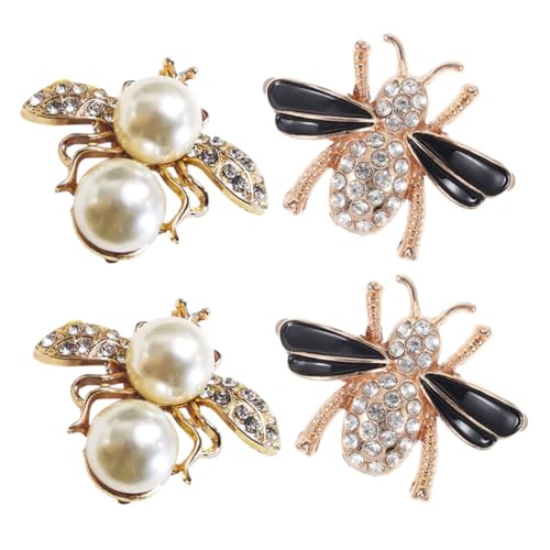 TOPPERFUN 4 Stück Bienen Schuhschnallen Clips Metall Dekoration mit Strasssteinen für Damen Vielseitige Schuhornamente für Partys und Besondere Anlässe von TOPPERFUN