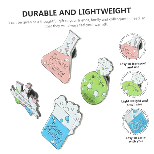 TOPPERFUN 4 Stück Chemie Broschen Reagenzglas Anstecknadeln aus Langlebiger Legierung für Kleidung Rucksack Hut Schmuck Broschen für Damen und Herren von TOPPERFUN