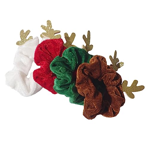 TOPPERFUN 4 Stück Elastische Weihnachts Haargummis für Damen Süße Scrunchies für Partys Stilvolles Haaraccessoire von TOPPERFUN