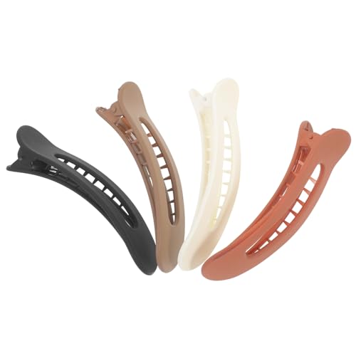 TOPPERFUN 4 Stück Flache Haarklammern Für Damen Langlebige Kunststoff Haarspangen Einfache Anwendung Für Dickes Haar in Beige Karamell Schwarz Und Braun von TOPPERFUN