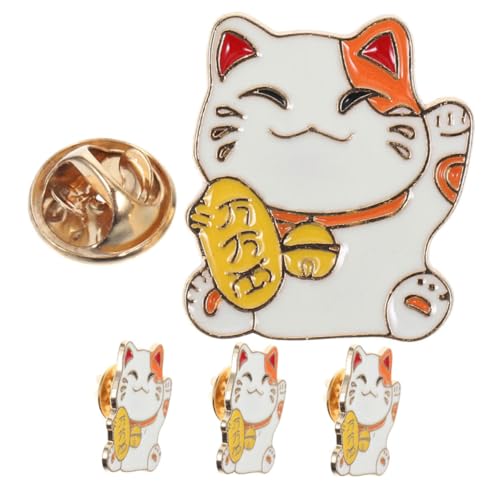TOPPERFUN 4 Stück Glückskatzen Brosche Japanische Kätzchen Katzen Anstecknadeln Niedliches Cartoon Tier Abzeichen Für Rucksäcke Kleidung Taschen Hüte Dekoration von TOPPERFUN