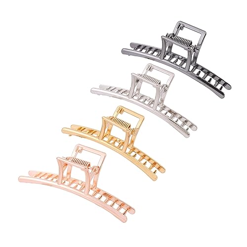 TOPPERFUN 4 Stück Haarklammern aus Metall Ponytail Clips für Damen und Mädchen für Pferdeschwanz Frisuren Schwarz Gold Silber und Roségold von TOPPERFUN