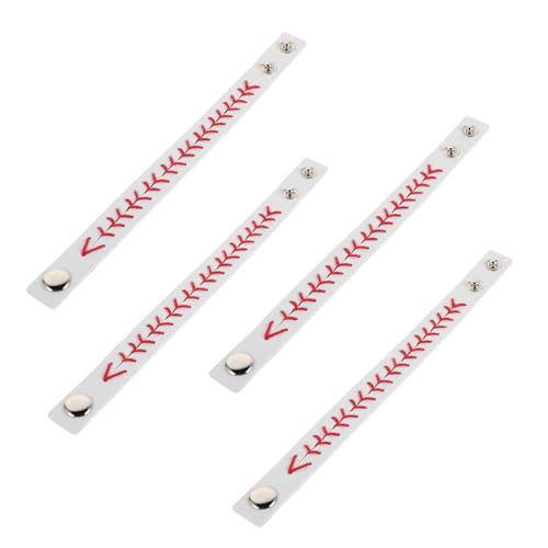 TOPPERFUN 4 Stück Handgefertigte Baseball Armbänder PU Wachsseil Teiliges für Jungen Softball Schmuck Geburtstagsgeschenke und Partydekorationen für Baseball Fans von TOPPERFUN